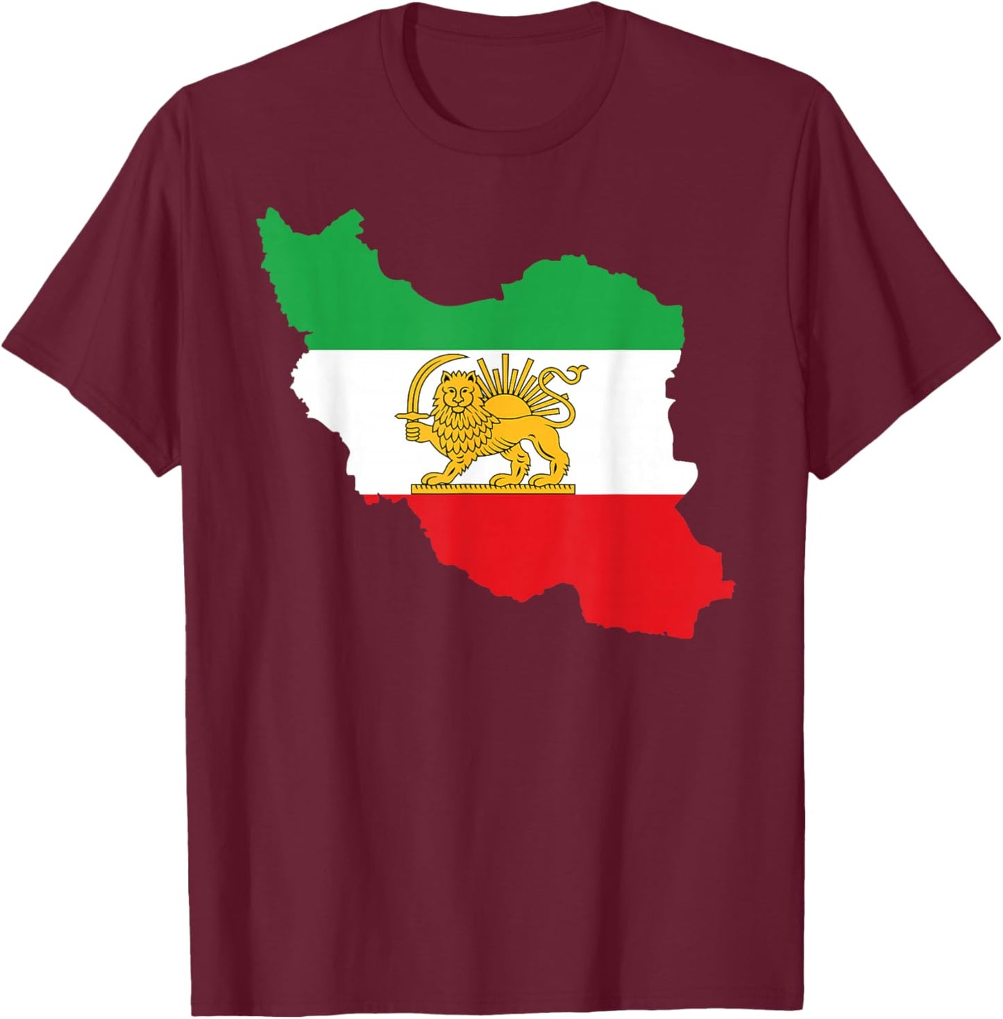 Iran Flag Map Lion Persian Iranian Men Women Kids T-Shirt - T-Shirt | Maroon