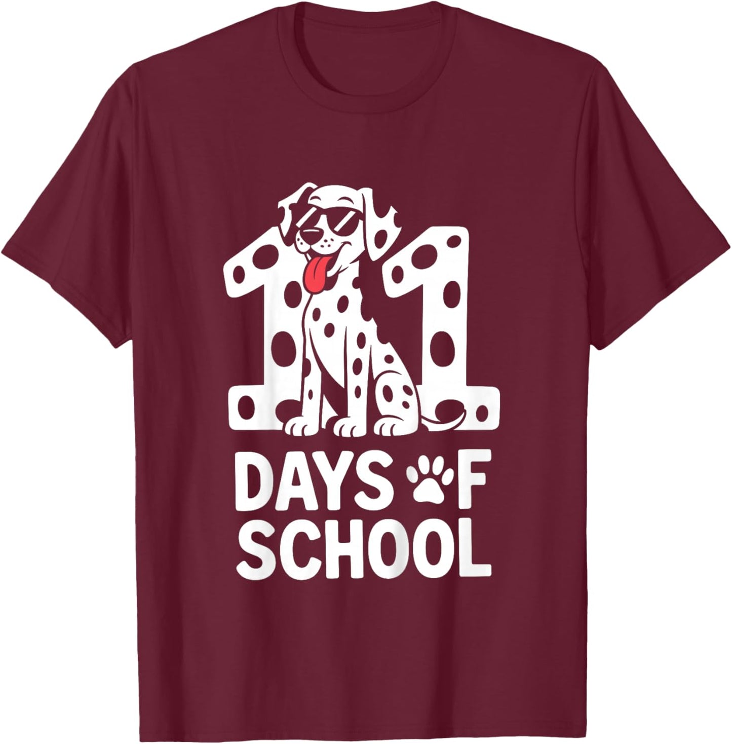 100 Days of School Dalmatian Dog Boy Kid 100th Day of School T-Shirt - T-Shirt | Maroon