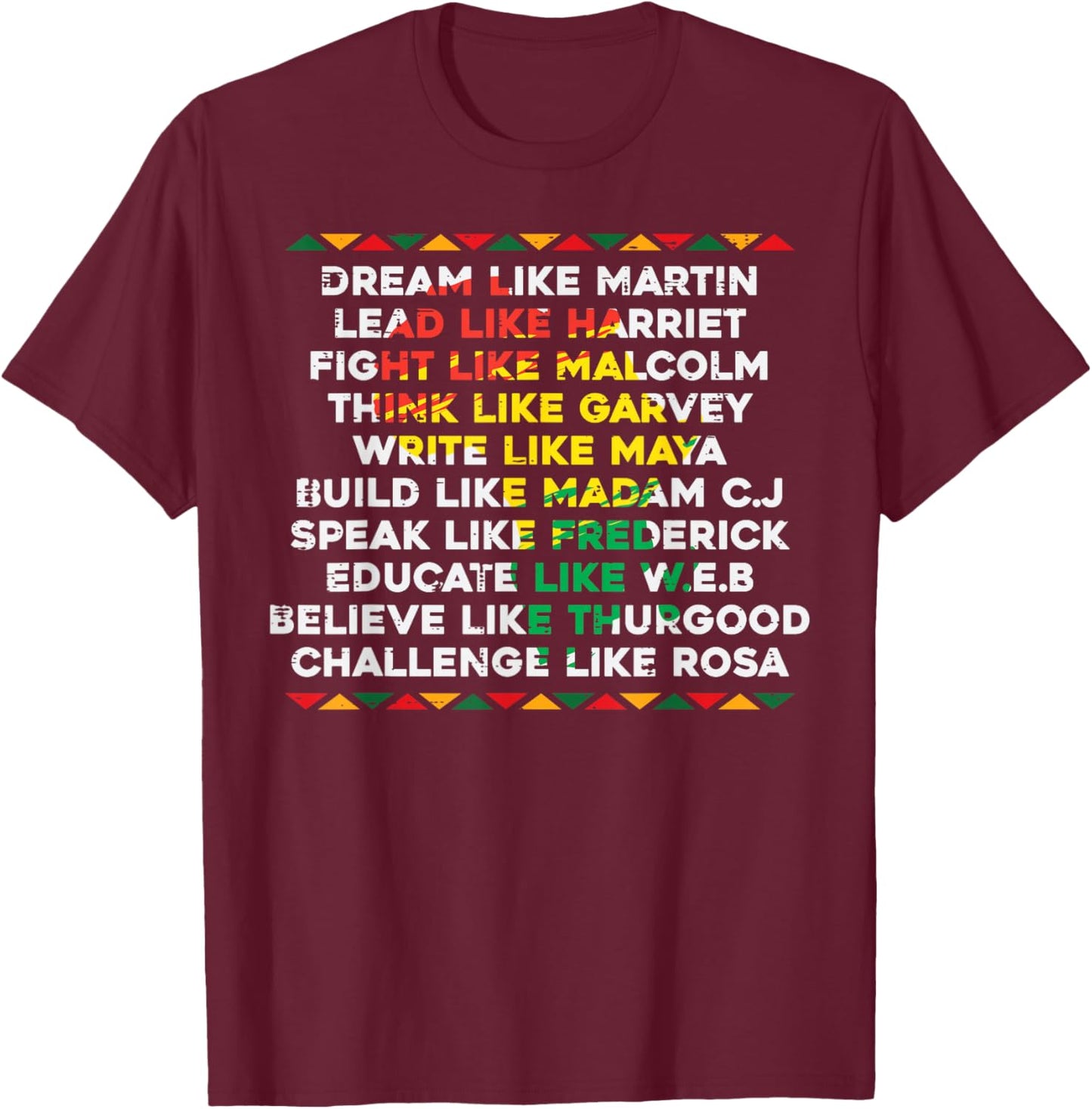 Black History Africa Map Dream Like Martin Men Women Kids T-Shirt - T-Shirt | Maroon