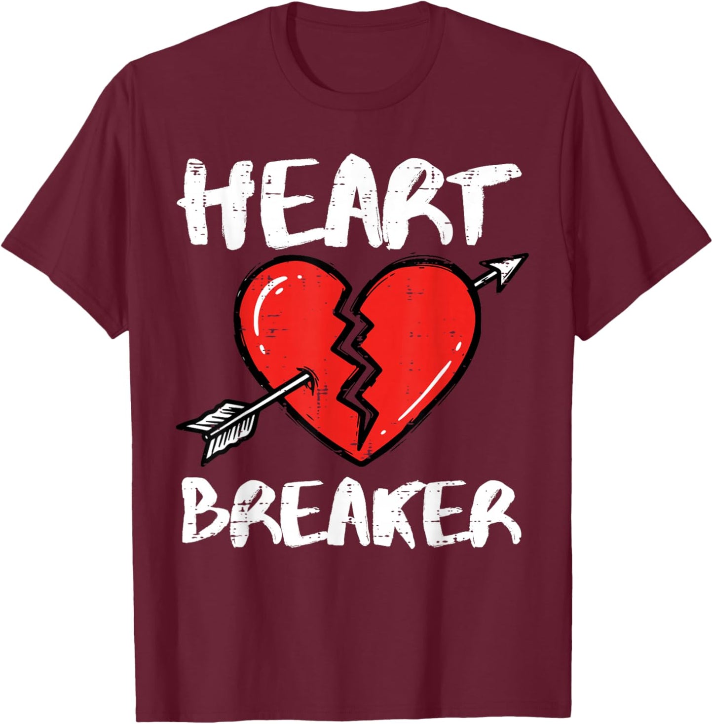 Valentines Day Heart Breaker Arrow Funny Men Women Kids T-Shirt - T-Shirt | Maroon