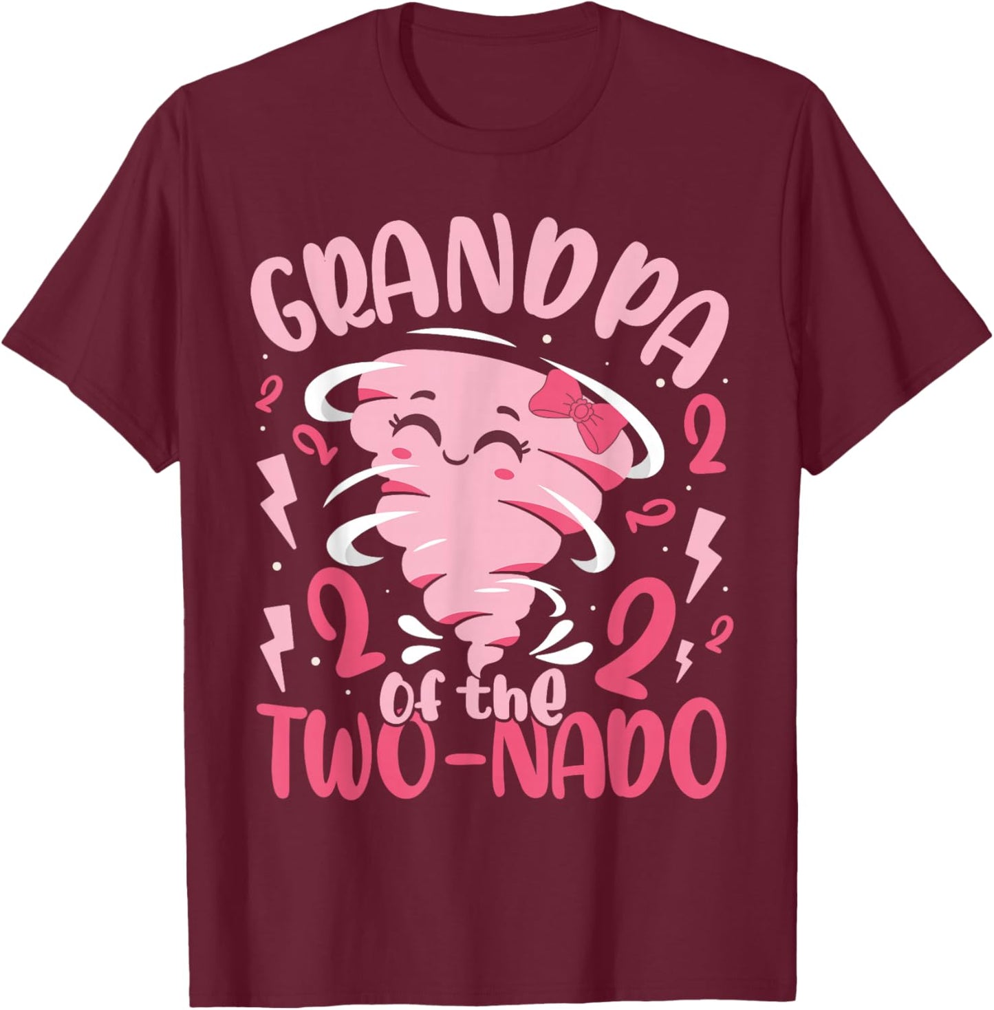 Grandpa of The Two-nado Tornado Themed 2nd Birthday Party T-Shirt - T-Shirt | Maroon