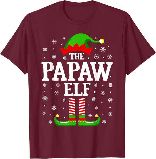 Papaw Elf Funny Christmas Family Matching T-Shirt - T-Shirt | Maroon
