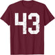 Distressed White Number 43 Jersey Player Uniform #43 T-Shirt - T-Shirt | Maroon