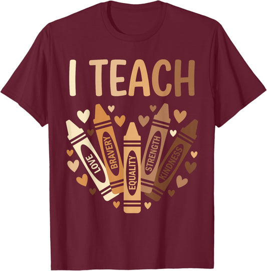 I Teach Black History Month Women Teacher Melanin African T-Shirt - T-Shirt | Maroon