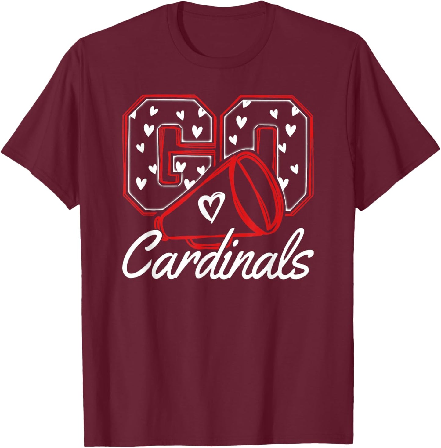 Go Cheer Cardinals School Spirit Team T-Shirt - T-Shirt | Maroon