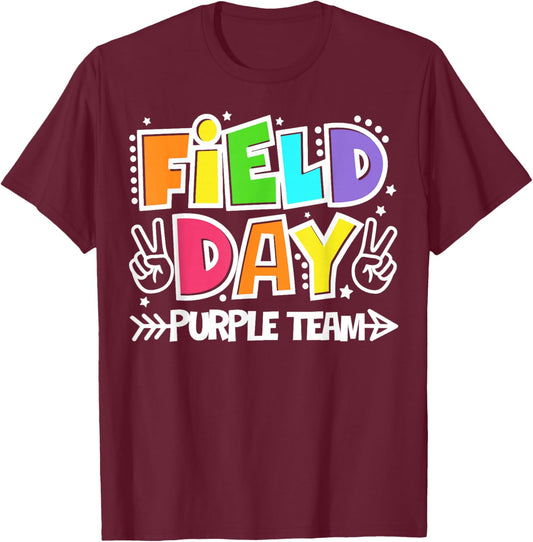 Field Day Purple Team Funny for Teacher Kids Field Day Games T-Shirt - T-Shirt | Maroon