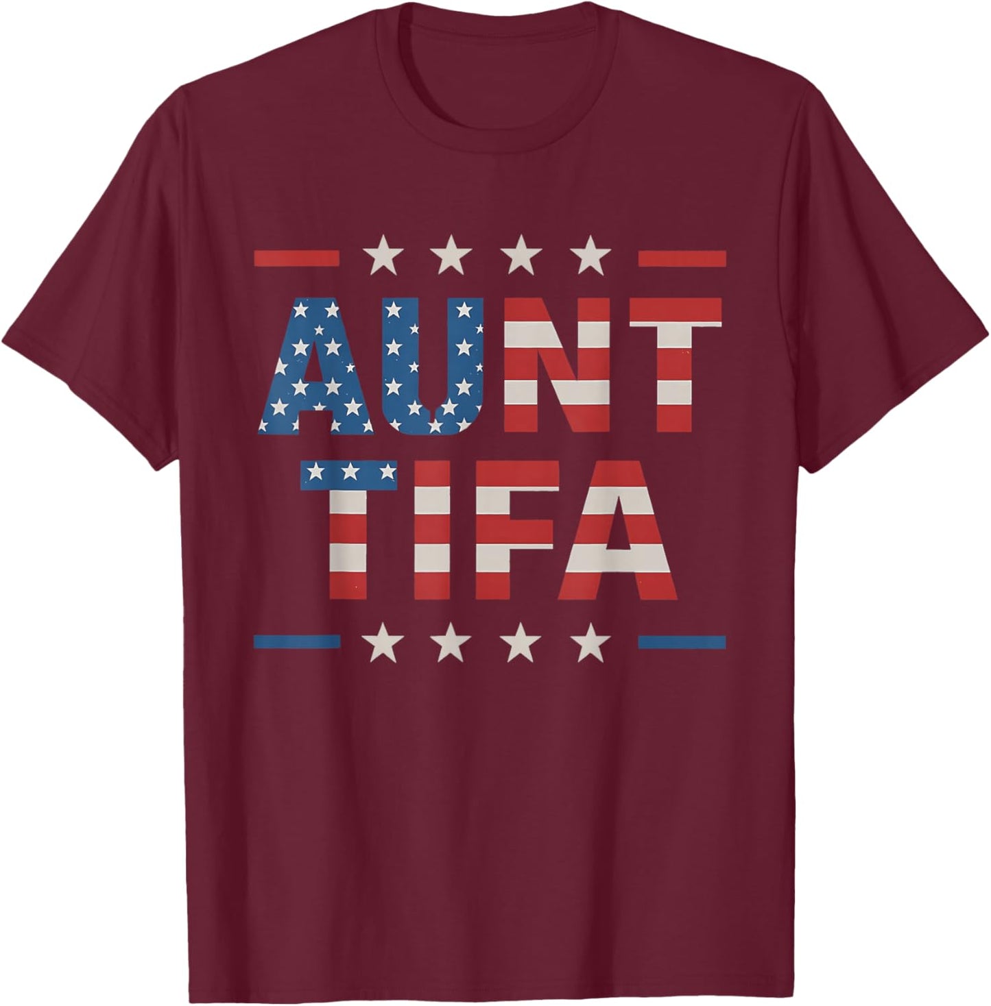 Aunt Tifa American Flag T-Shirt - T-Shirt | Maroon