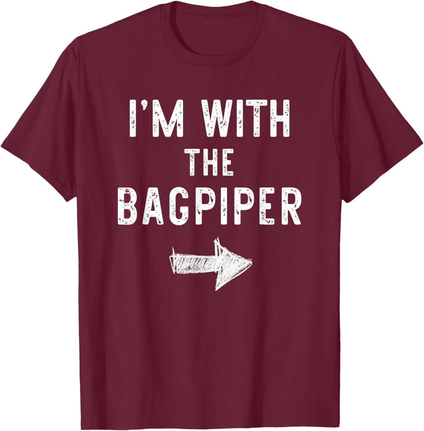 I’m with The Bagpiper Halloween Couple Costume Bag-Piper T-Shirt - T-Shirt | Maroon
