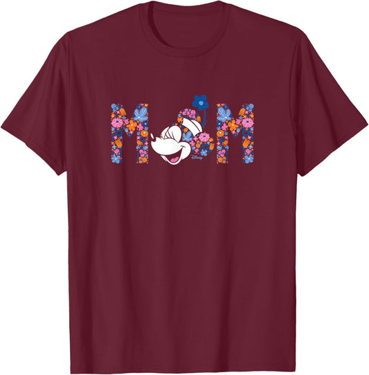 Minnie Mouse - Mom Florals T-Shirt - T-Shirt | Maroon