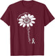 Lung Cancer Awareness Survivor Flower White Ribbon Support T-Shirt - T-Shirt | Maroon