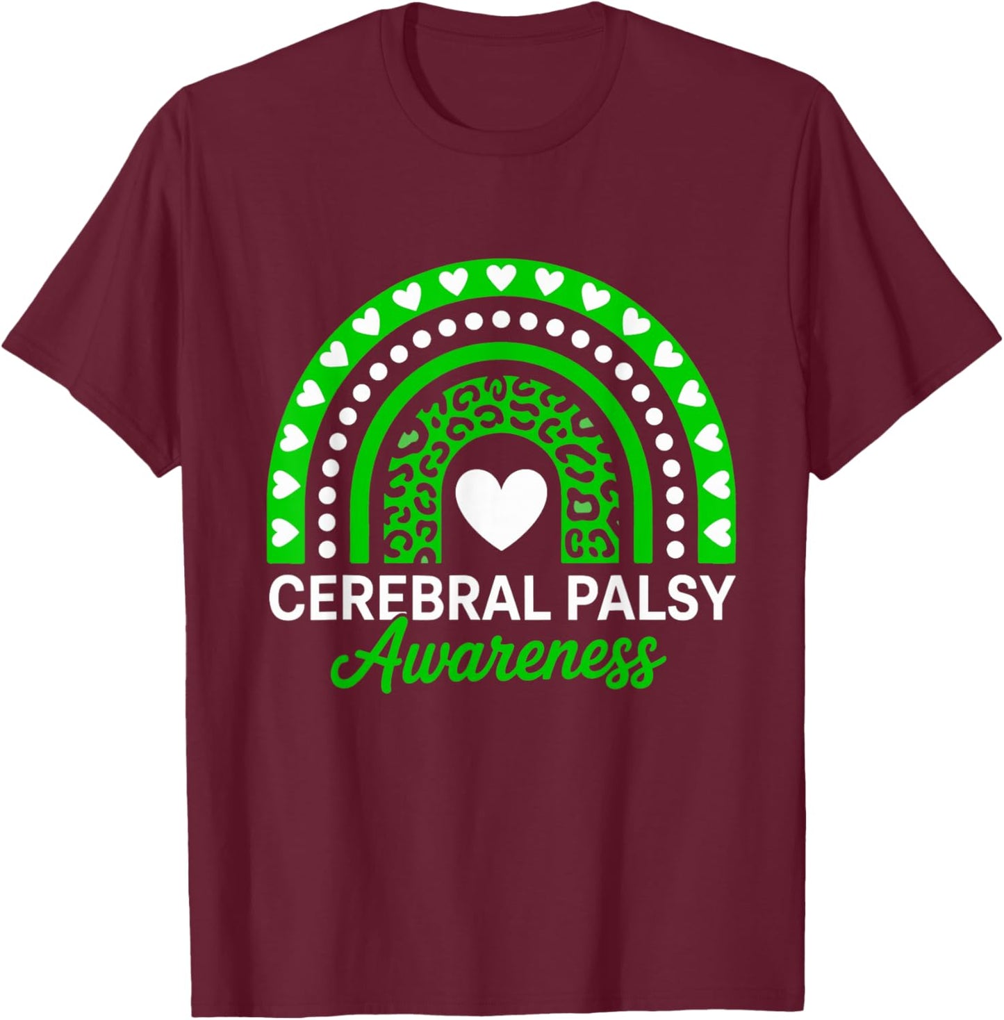 Cerebral Palsy CP Awareness Rainbow Leopard T-Shirt - T-Shirt | Maroon