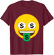 Official Emoji Money Eyes Tongue Dollar Yellow Smile Face T-Shirt - T-Shirt | Maroon
