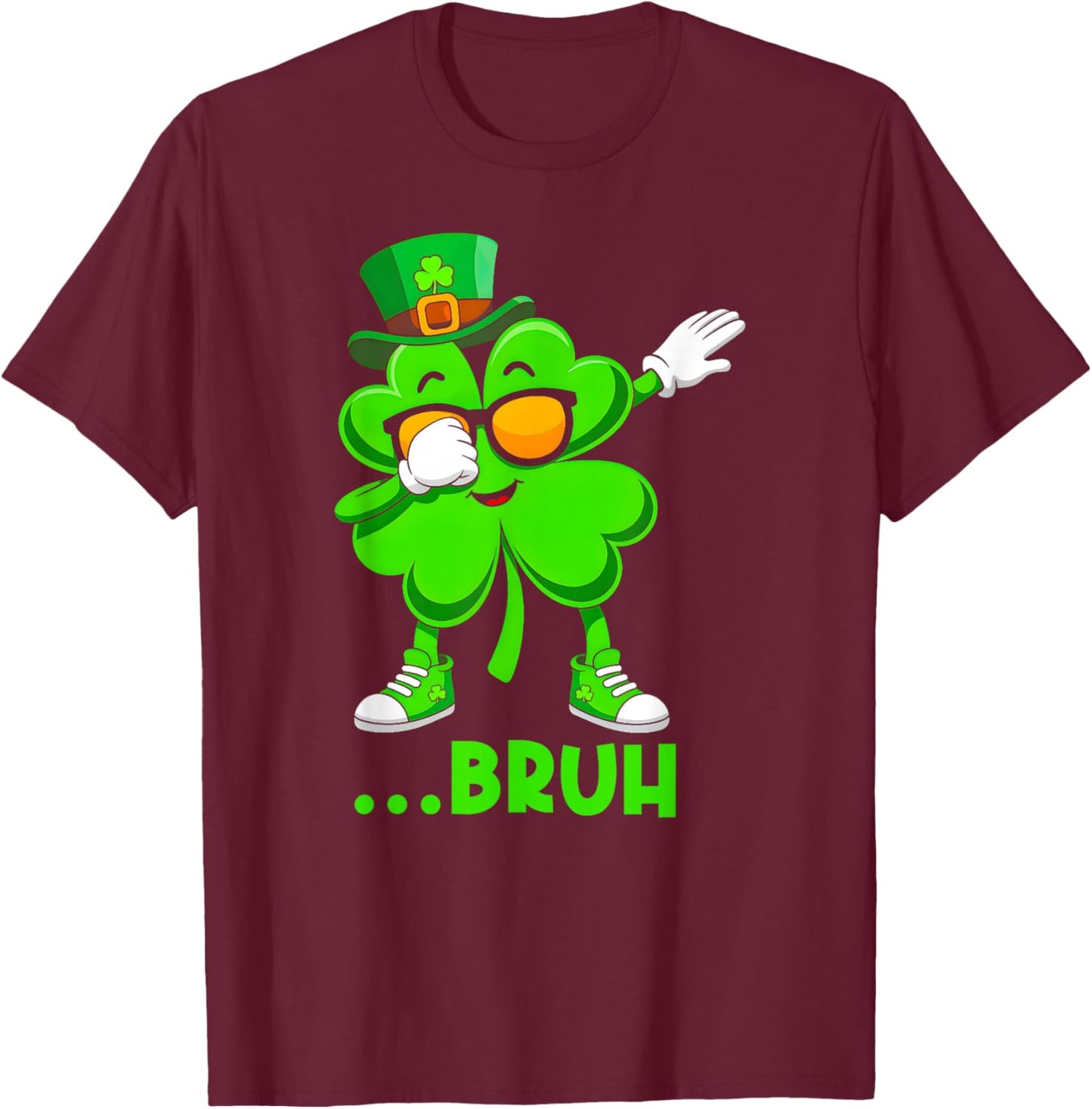 Dabbing Shamrock St Patricks Day Bruh Saint Paddys Boys Kids T-Shirt - T-Shirt | Maroon