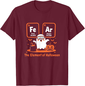 Chemistry Fear The Element of Halloween Cute Chemist T-Shirt - T-Shirt | Maroon