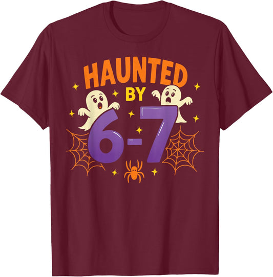Haunted by 6-7 Halloween Ghosts and Spiders for Boys & Girls T-Shirt - T-Shirt | Maroon