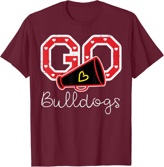 Go Bulldog Men Kids Boys Women Girls Youth Teen T-Shirt - T-Shirt | Maroon