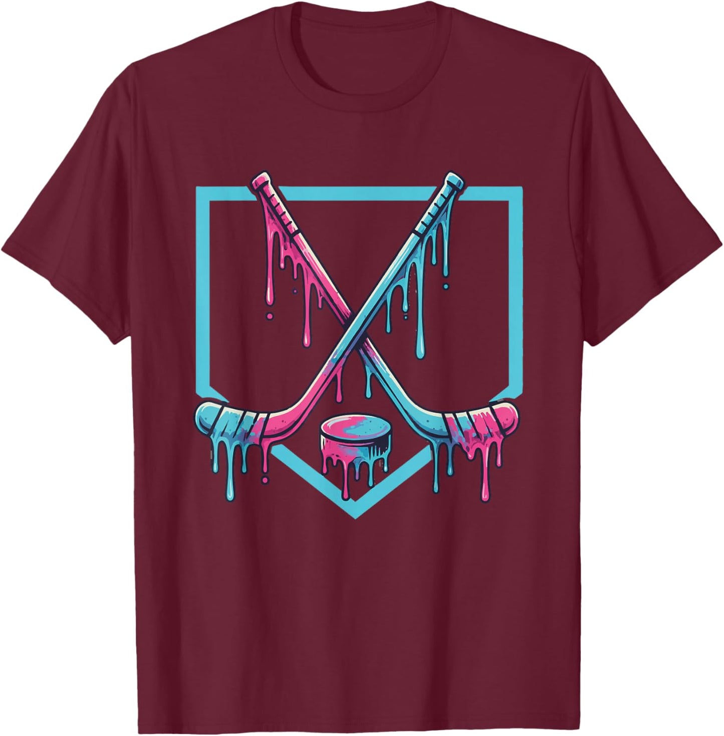 Funny Drip Ice Hockey for Boys Girls Kids T-Shirt - T-Shirt | Maroon