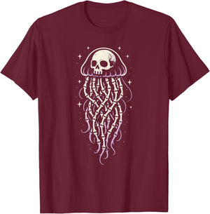 Skull Jellyfish Pastel Goth Alt Grunge Alternative Aesthetic T-Shirt - T-Shirt | Maroon