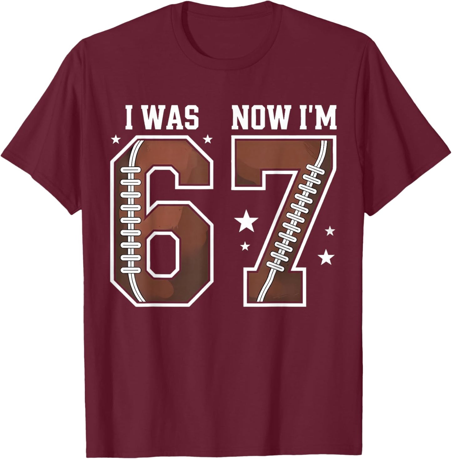 I was 6 Now I'm 7 Year Old Football Theme 7th Birthday Boy T-Shirt - T-Shirt | Maroon