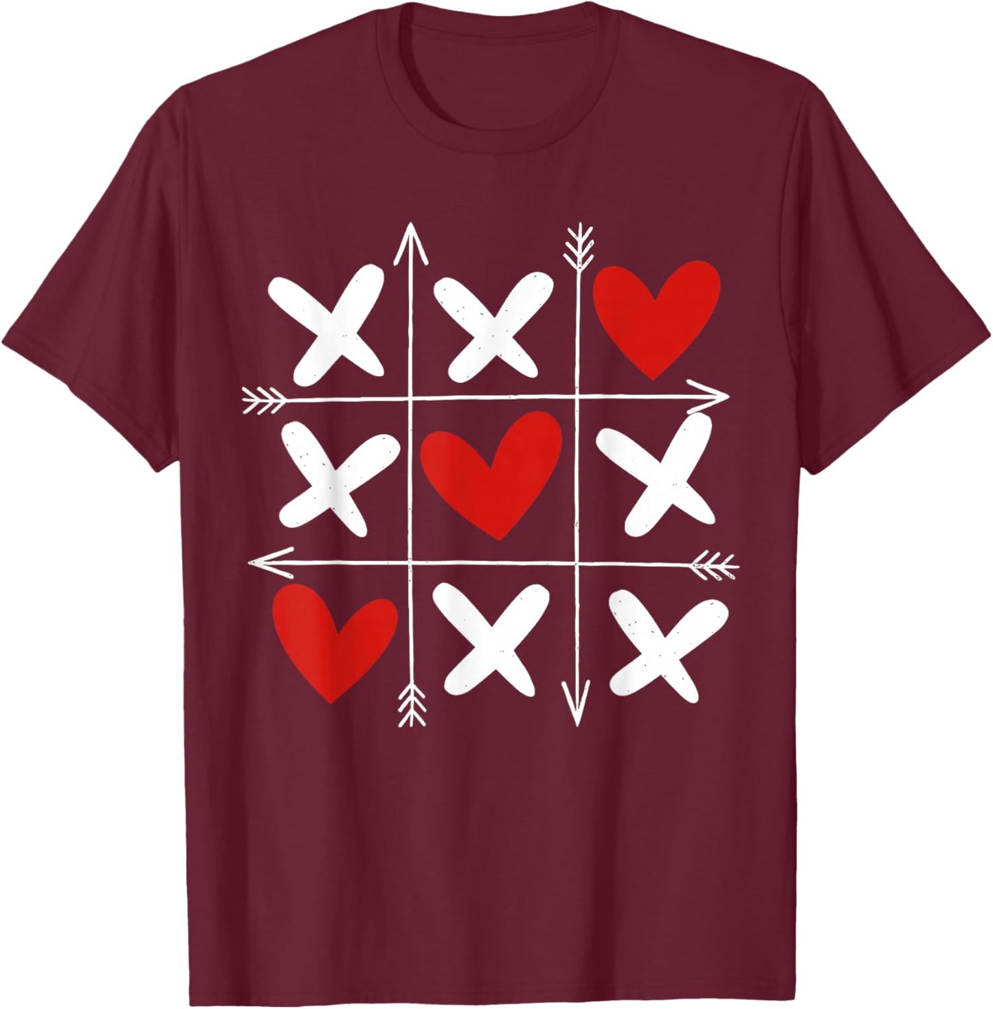 Hearts XOXO Valentines Day Heart Men Women Kids T-Shirt - T-Shirt | Maroon