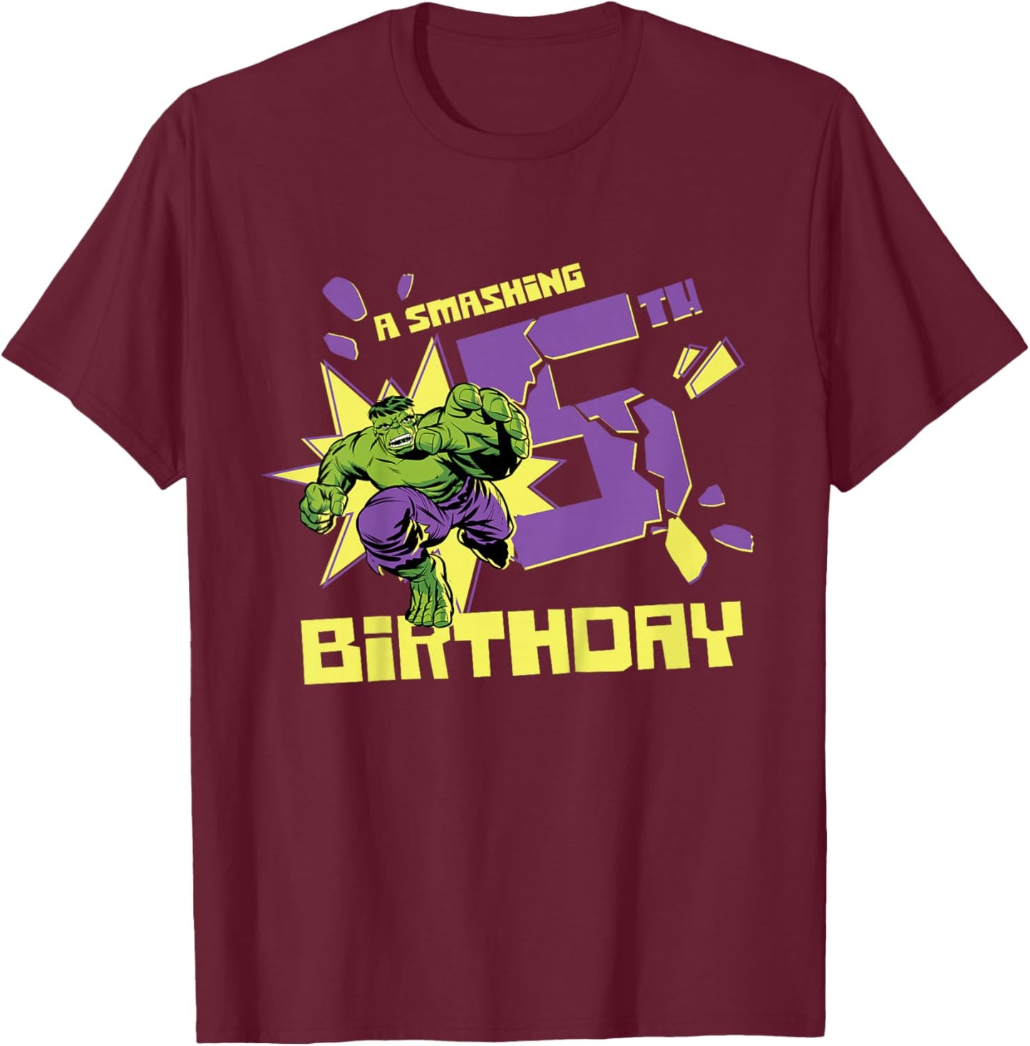 Marvel Super Heroes Hulk A Smashing 5th Birthday Party T-Shirt - T-Shirt | Maroon