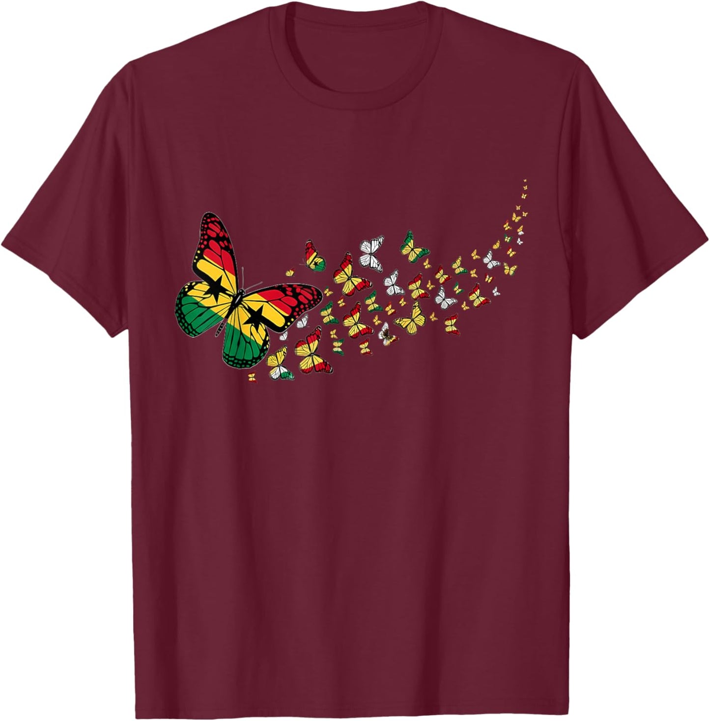 Ghana Flag Ghanese Pride Ghanaian Roots T-Shirt - T-Shirt | Maroon