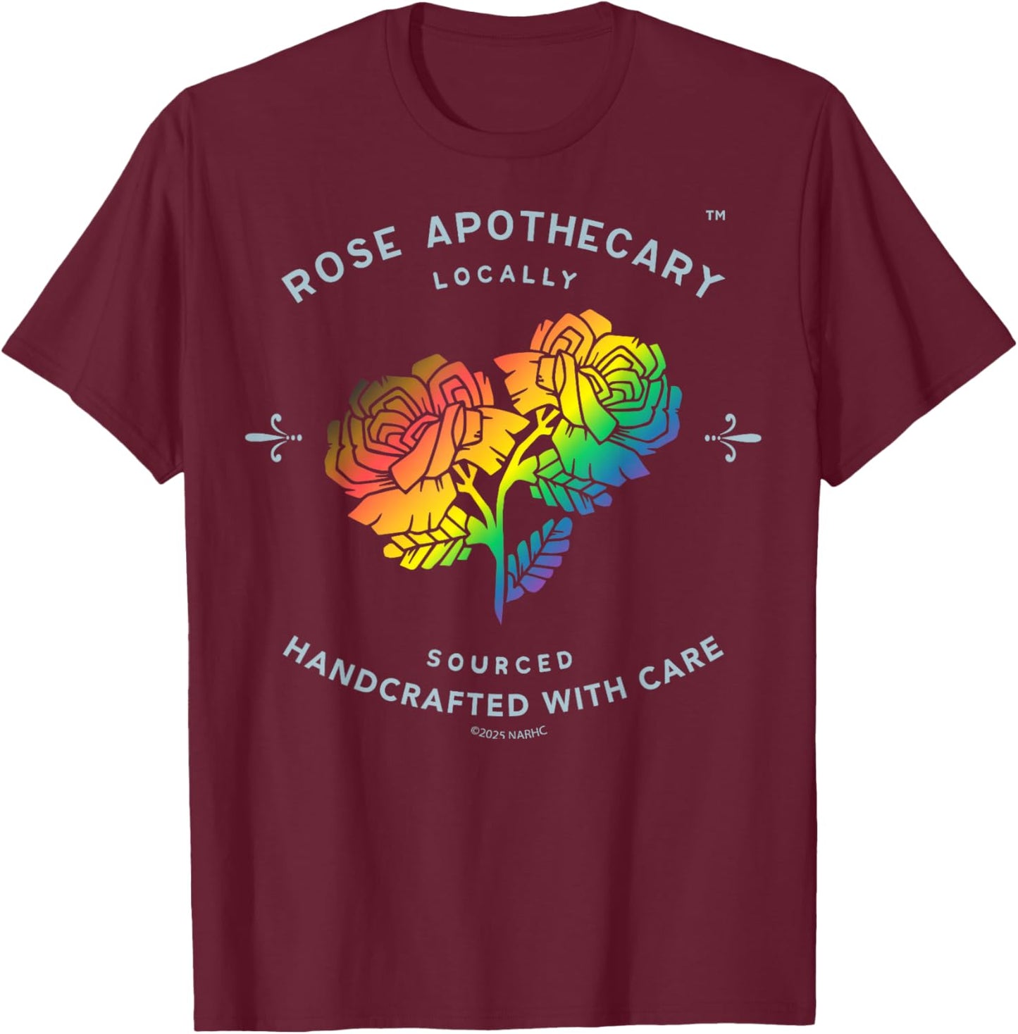 Schitt's Creek Apothecary Rainbow Roses Pride Retro T-Shirt - T-Shirt | Maroon