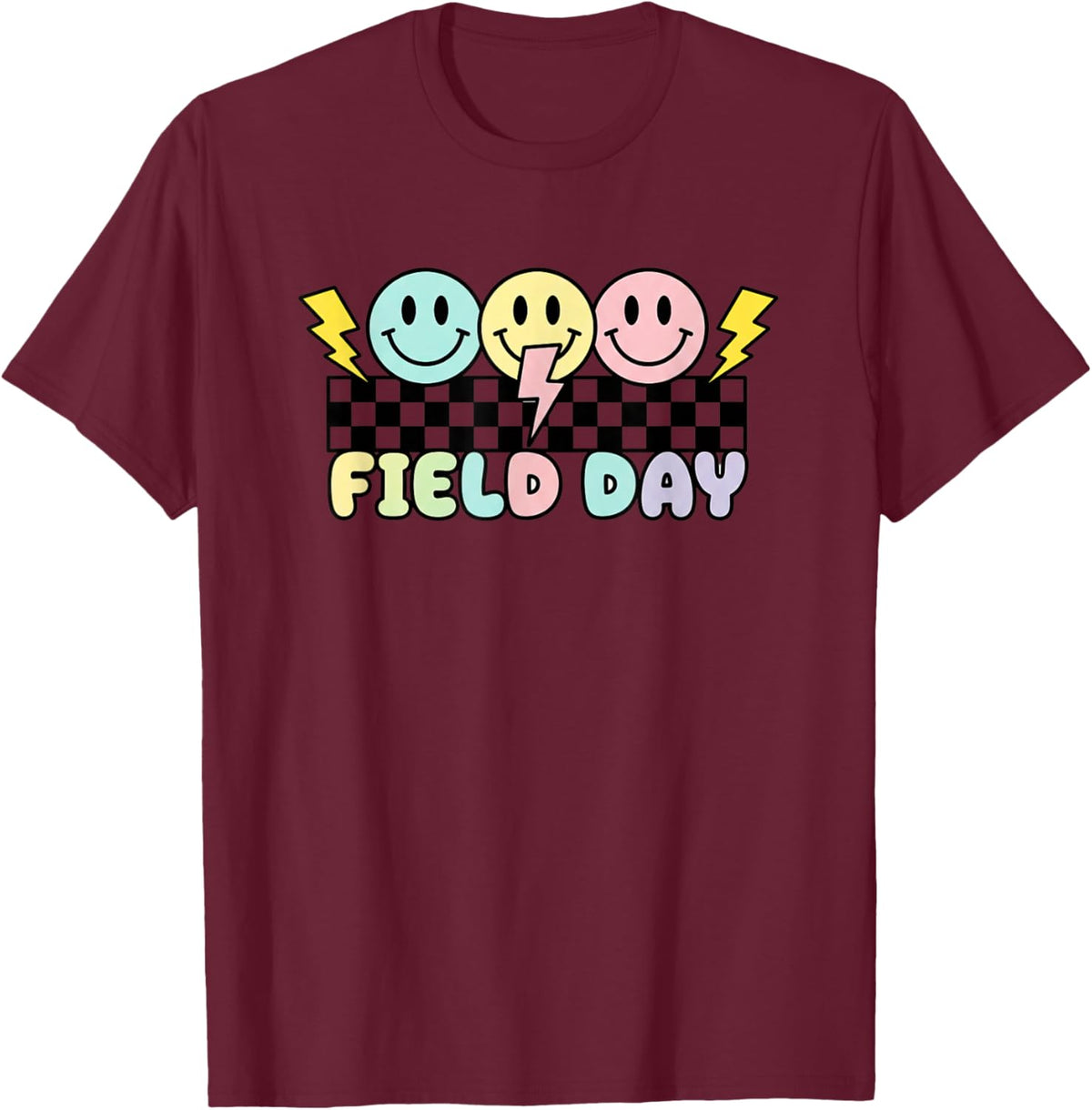 Emoticons & Field Day Pastel Faces Lightning T-Shirt - T-Shirt | Maroon