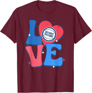 NBA Detroit Pistons Valentine's Day Love T-Shirt - T-Shirt | Maroon