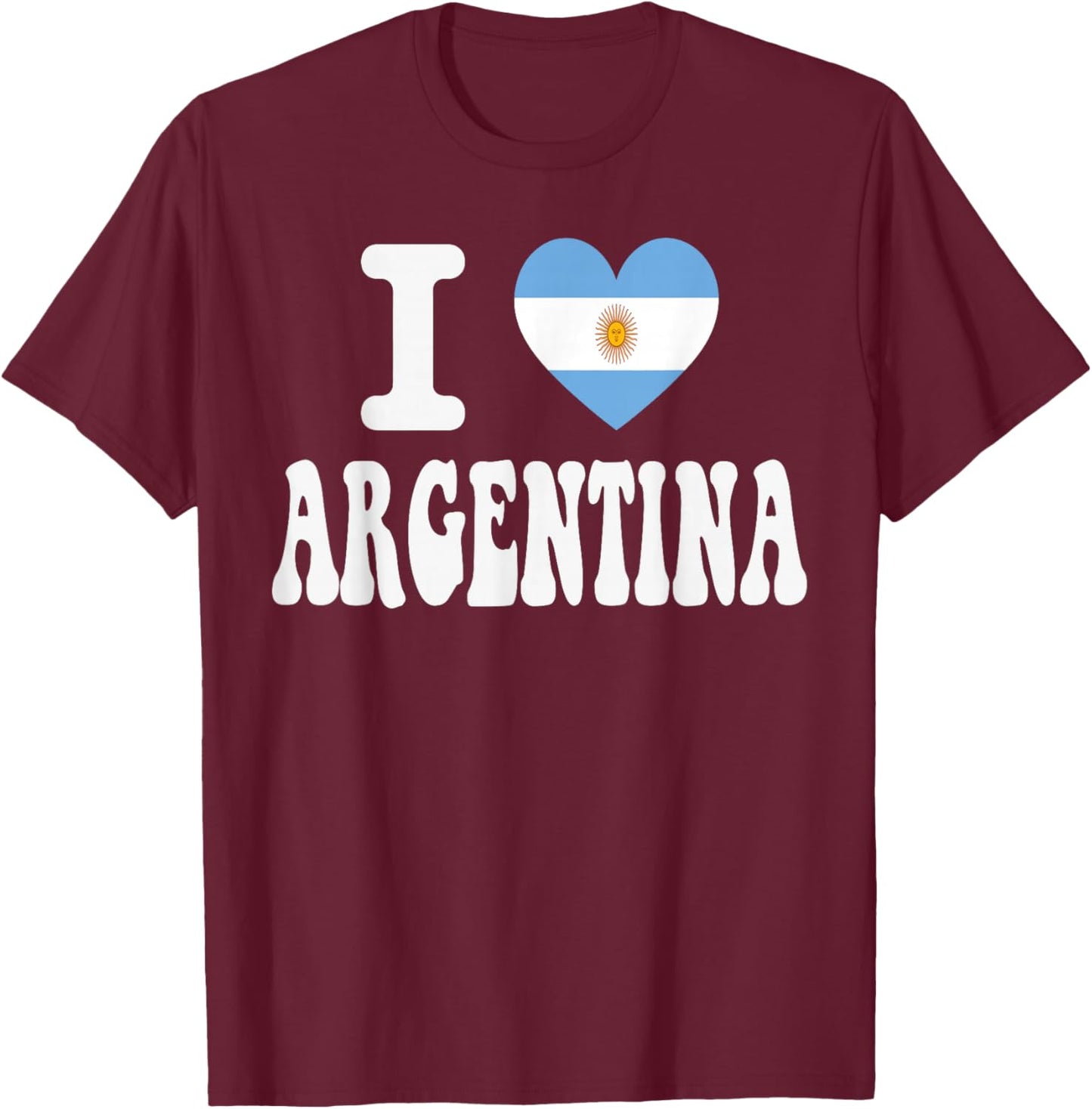 I Love Argentina Heart Flag Retro Travel Souvenir T-Shirt - T-Shirt | Maroon