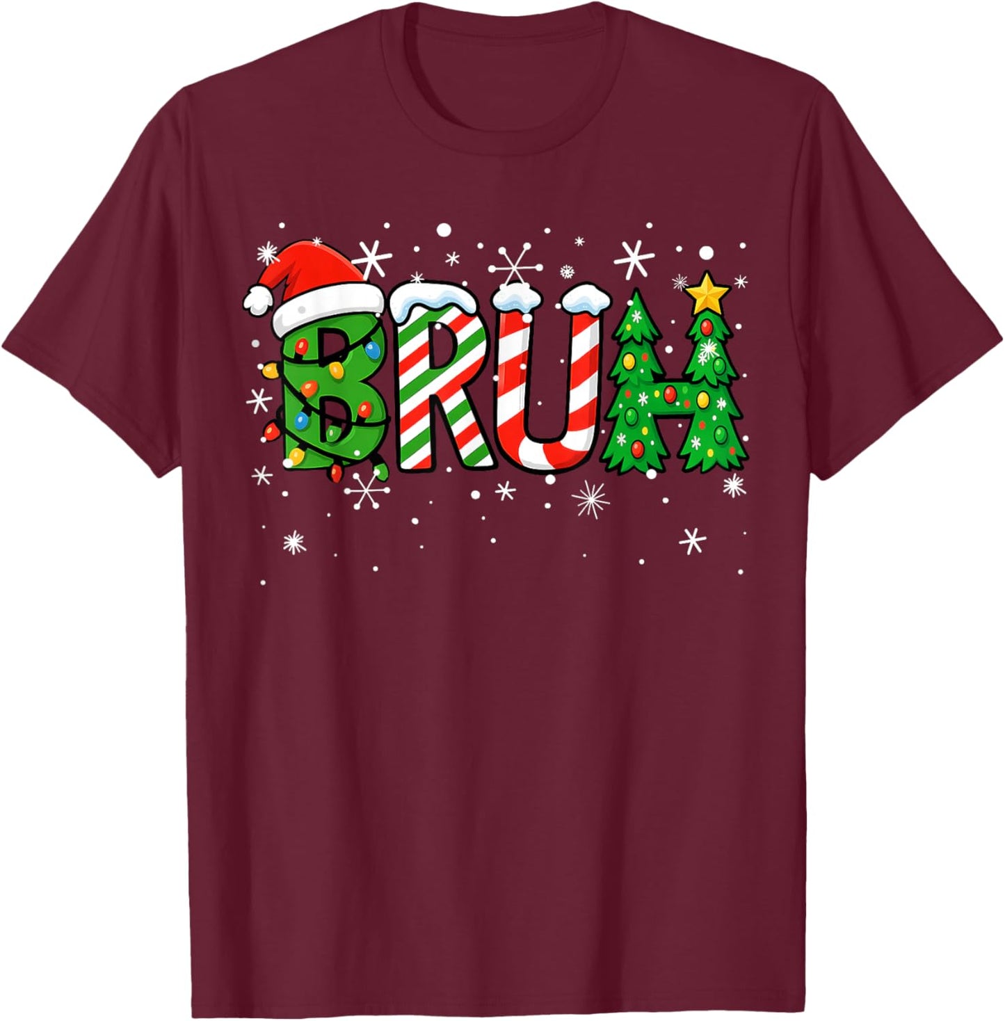 Christmas Shirts for Kids Boys Bruh Funny Christmas Teens T-Shirt - T-Shirt | Maroon