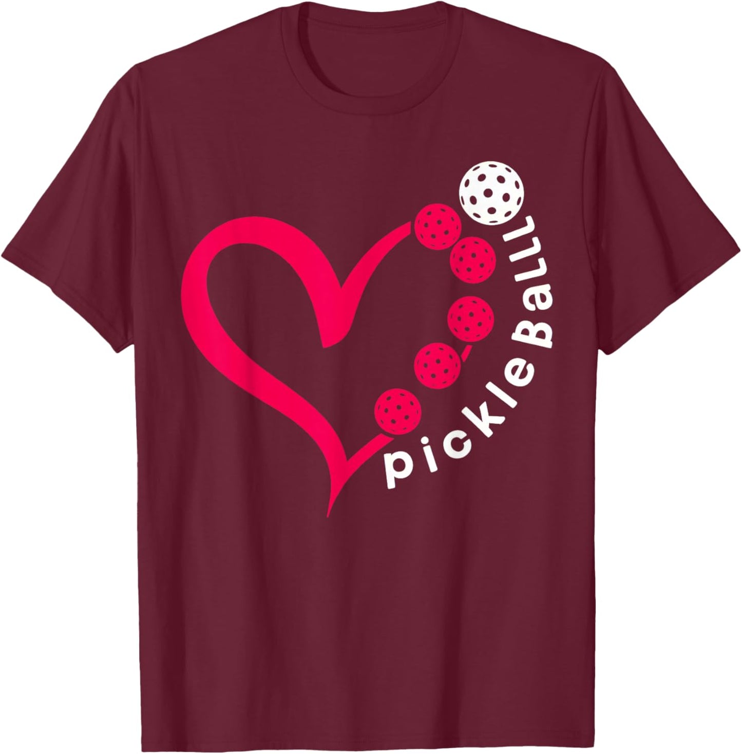 Pickleball Valentine - Heart Pickleball Lovers T-Shirt - T-Shirt | Maroon