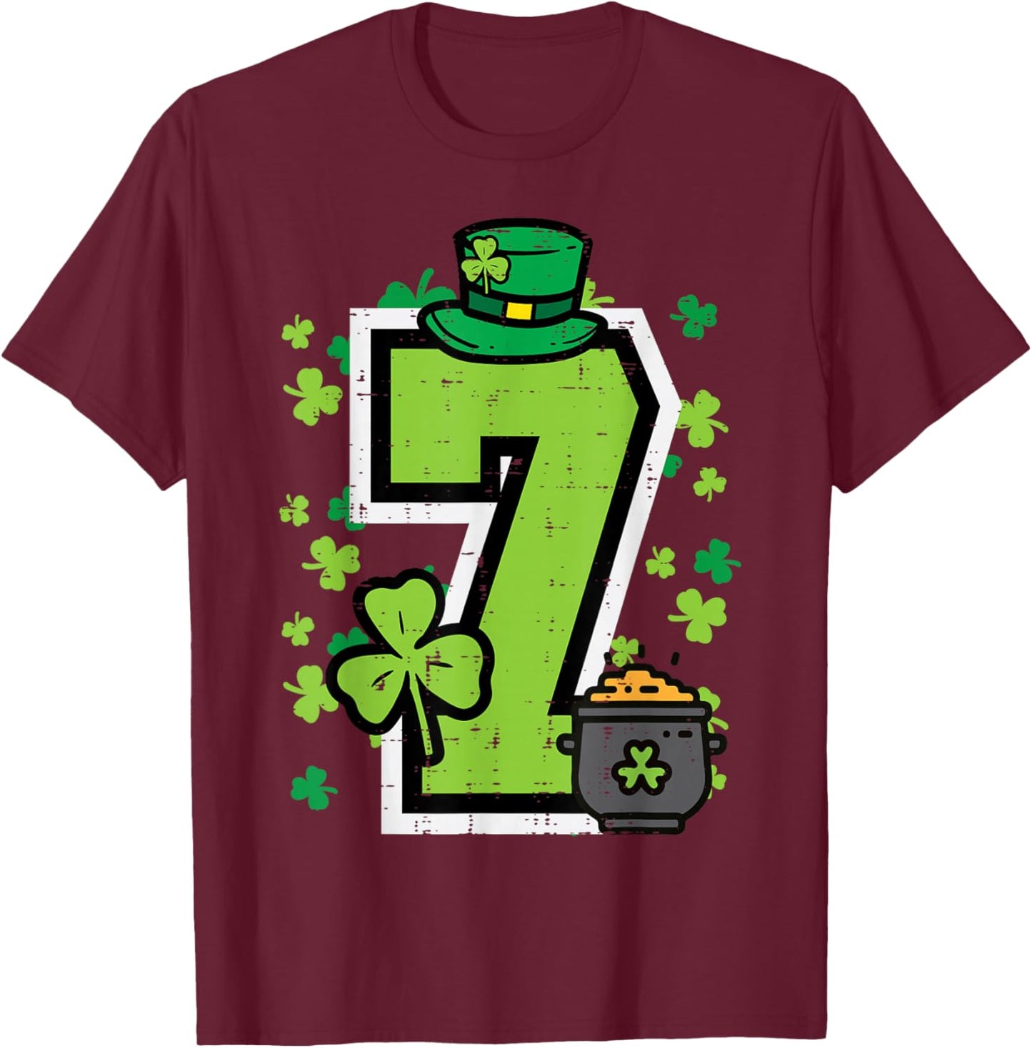 Number 7 St Patricks Day 6 7 Meme Matching Kids Boys Youth T-Shirt - T-Shirt | Maroon