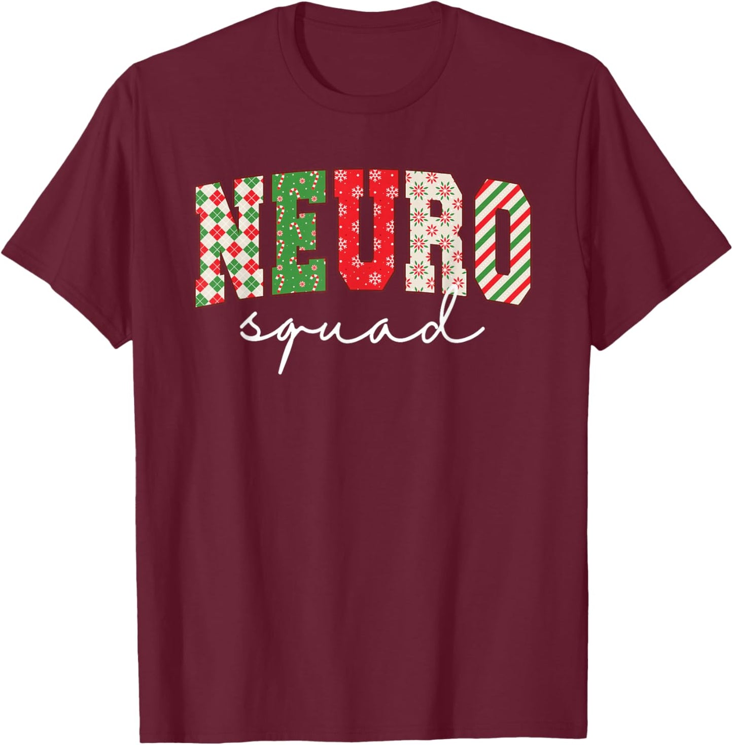 Christmas Neuro Trauma ICU Nurse Neurology Squad Xmas T-Shirt - T-Shirt | Maroon