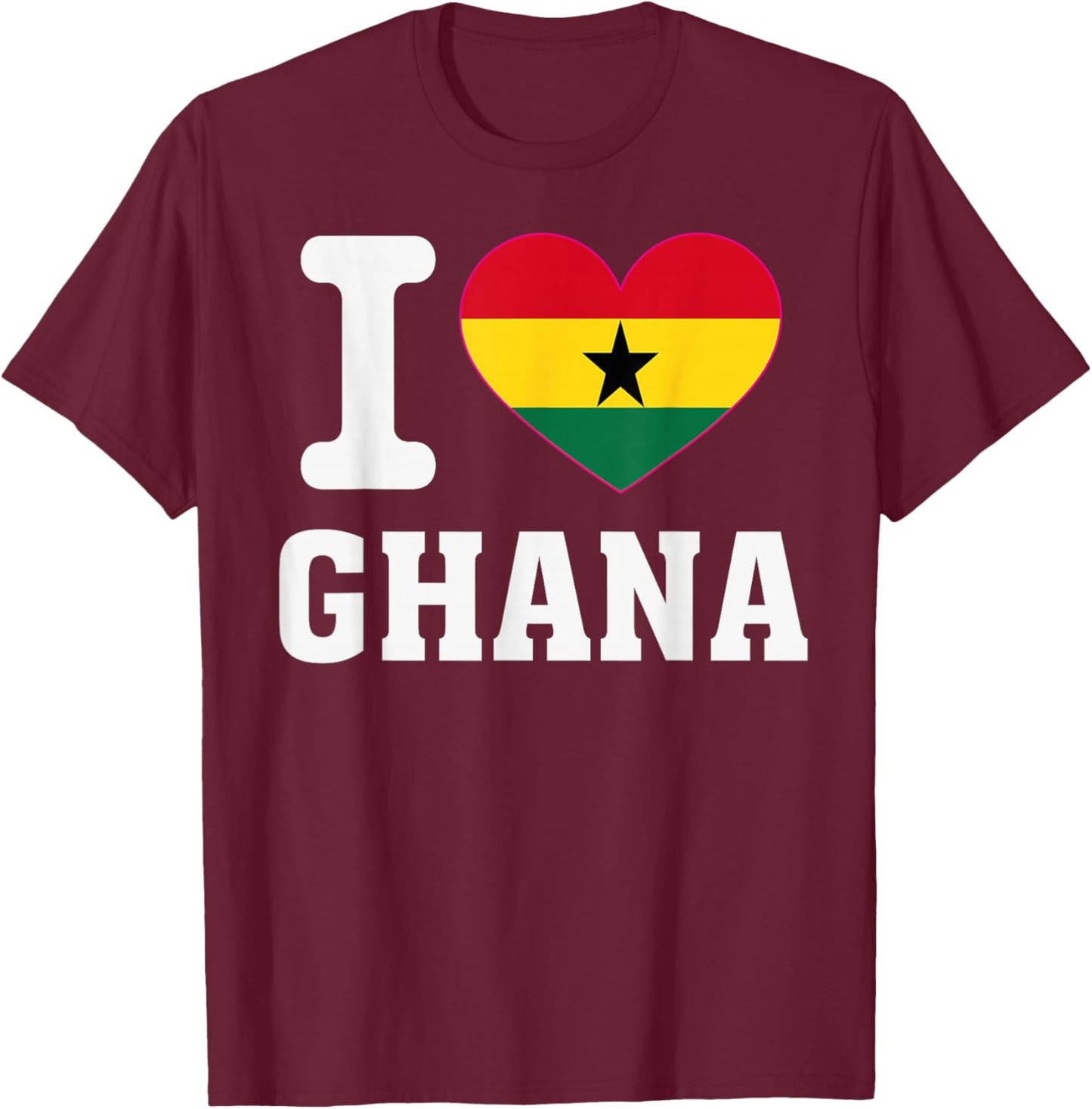 I Love Ghana Heart Souvenir Lovers Pride Travel T-Shirt - T-Shirt | Maroon