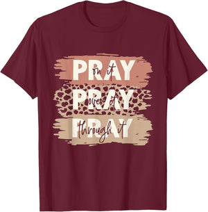 Pray On It Pray Over It Leopard Prayer Christian Women Men T-Shirt - T-Shirt | Maroon