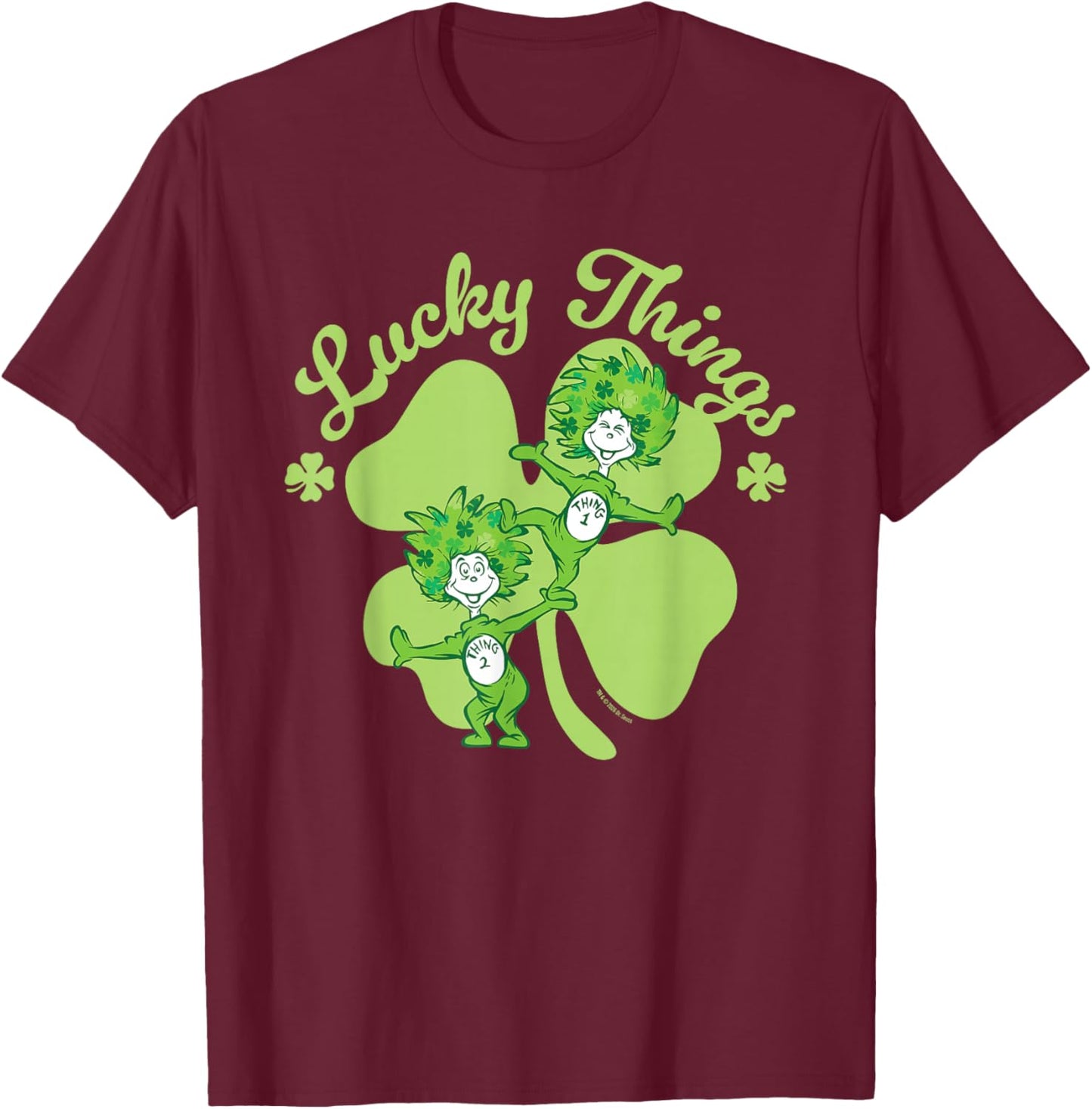 Dr. Seuss Thing 1, Thing 2 Lucky Things Officially Licensed T-Shirt - T-Shirt | Maroon