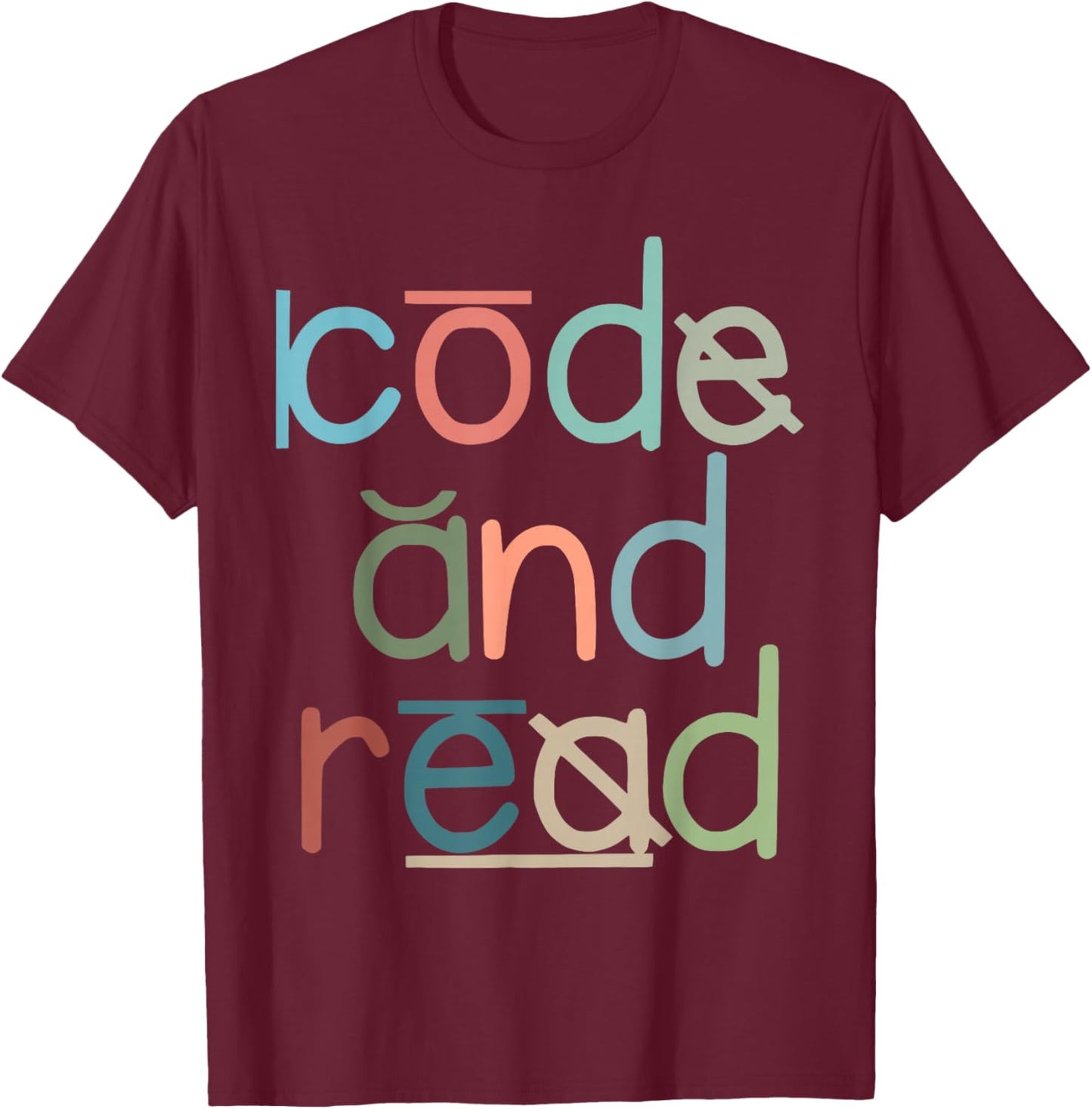 Code and Read Dyslexia Therapist Reading Teacher Disability T-Shirt - T-Shirt | Maroon