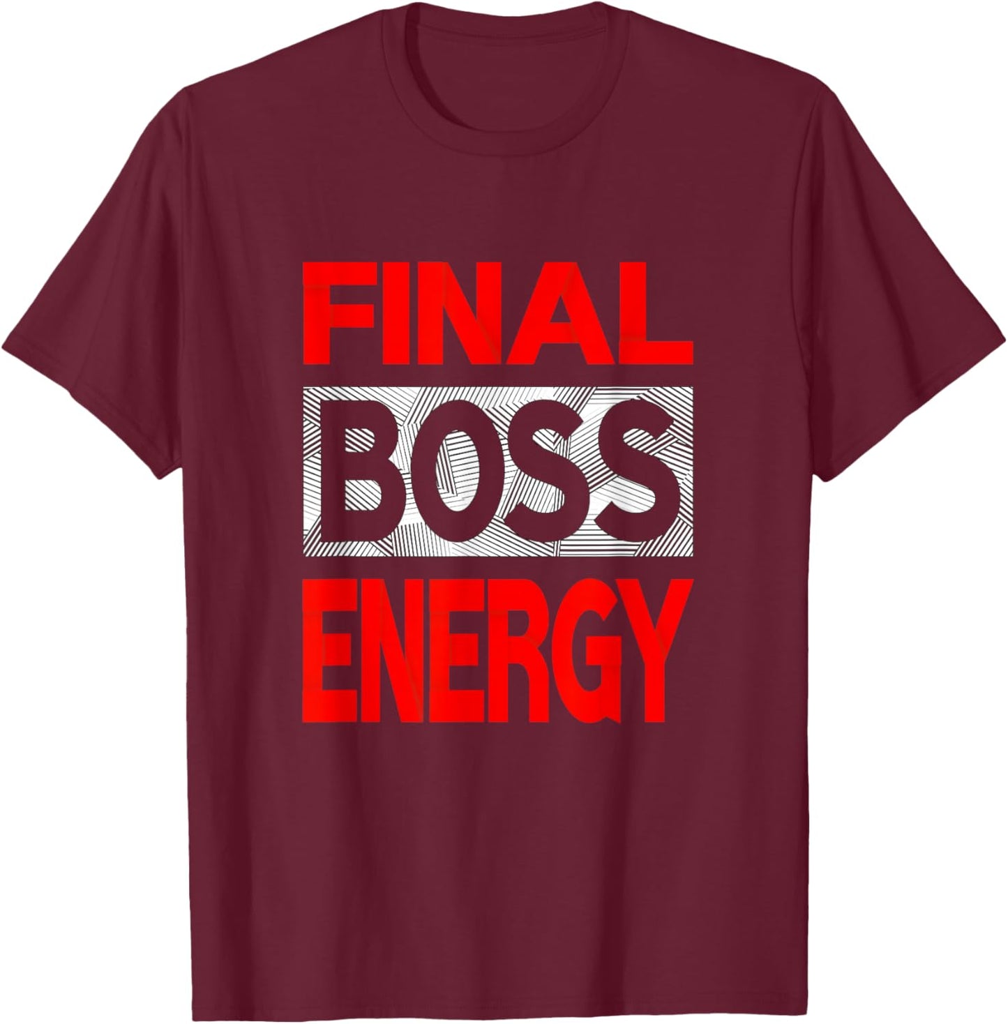 Red Color Final-Boss-Energy Red Graphic T-Shirt - T-Shirt | Maroon