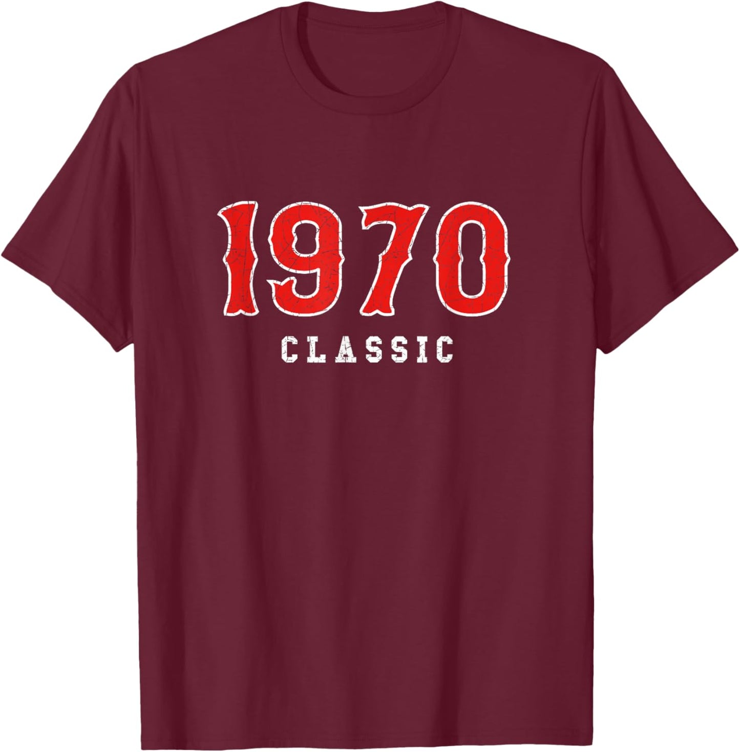 55 Year Old 1970 Classic Baseball Fan 55th Birthday Gift T-Shirt - T-Shirt | Maroon