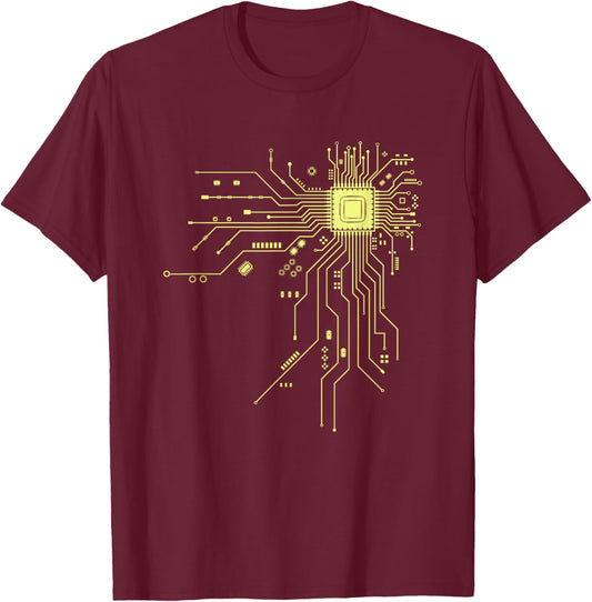 Funny Computer Geek PCB Design CPU Chip Circuit Board T-Shirt - T-Shirt | Maroon