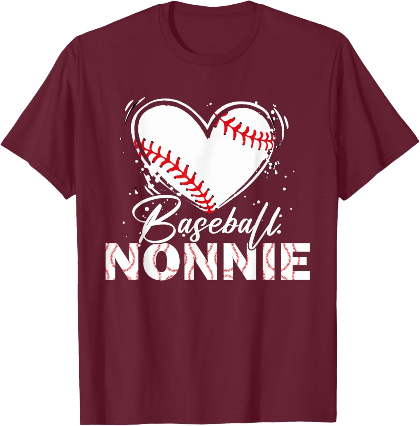 Baseball Nonnie Baseball Heart T-Shirt - T-Shirt | Maroon