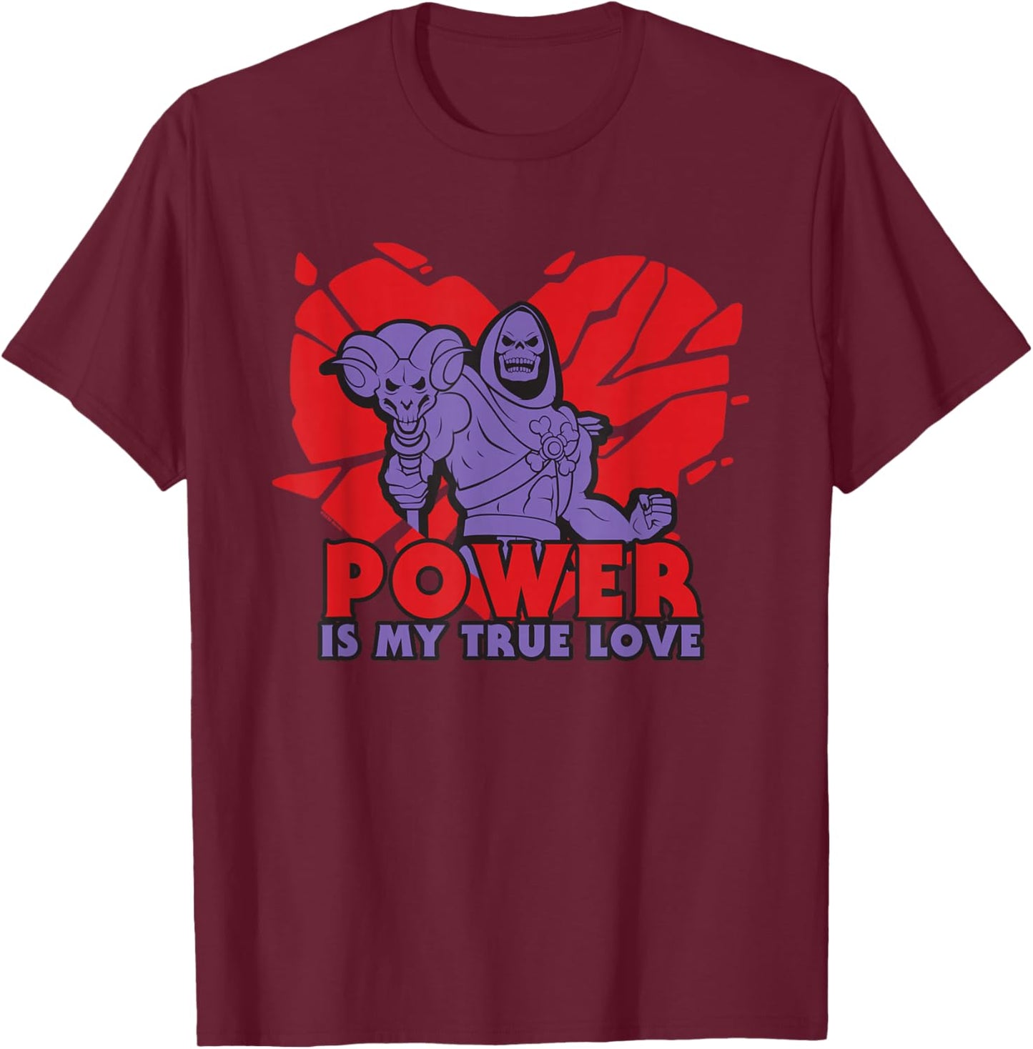 Skeletor Valentine's Day Power is My True Love T-Shirt - T-Shirt | Maroon