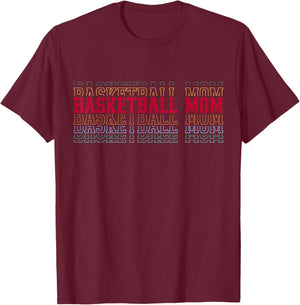 Basketball Mom Fun Layered Text Mother Mama Coach T-Shirt - T-Shirt | Maroon