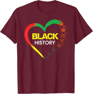 Black History Heart Black History Month T-Shirt - T-Shirt | Maroon