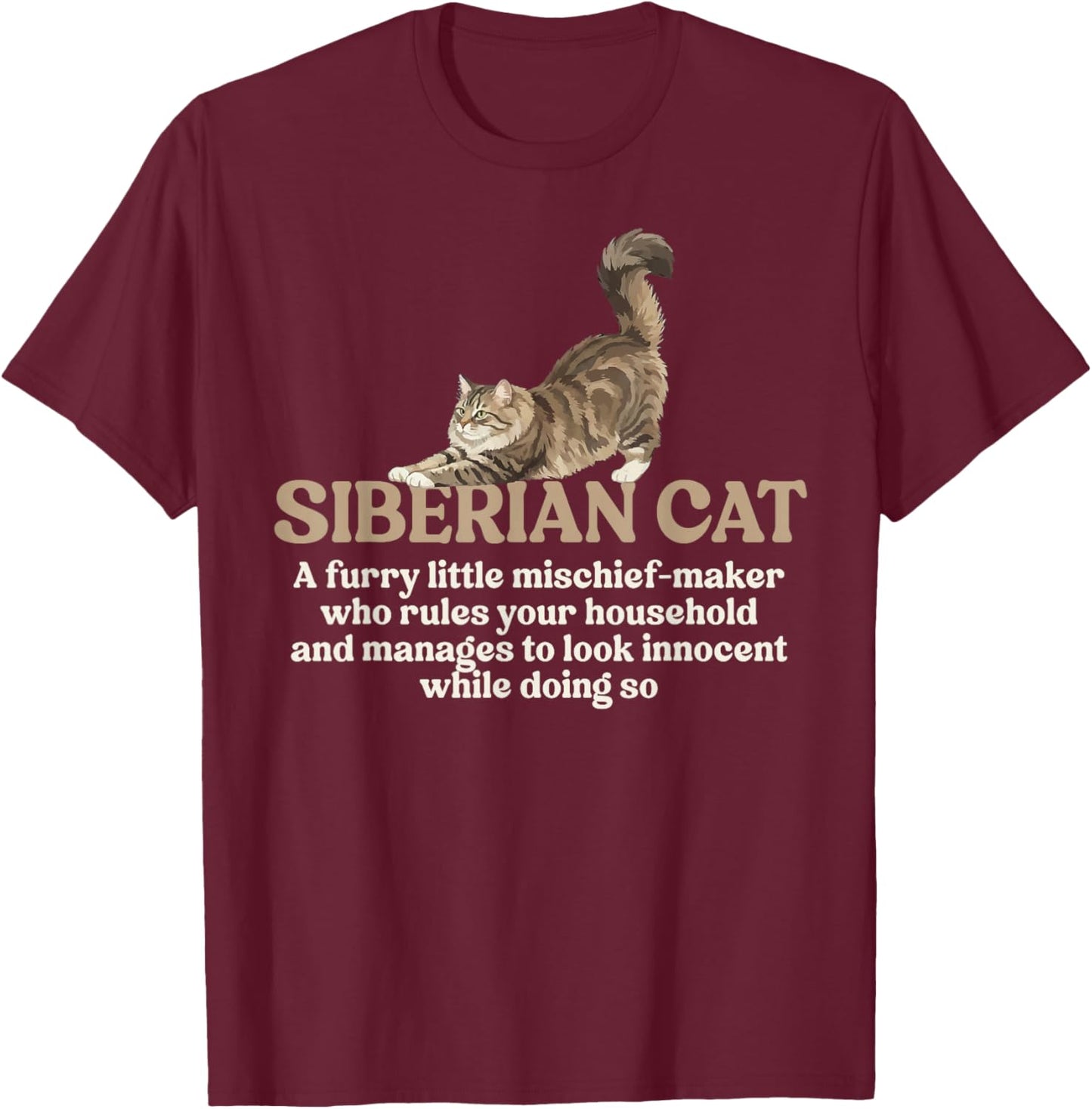 Siberian Cat Definition Siberian Cat Owner Siberian Cat Mom T-Shirt - T-Shirt | Maroon