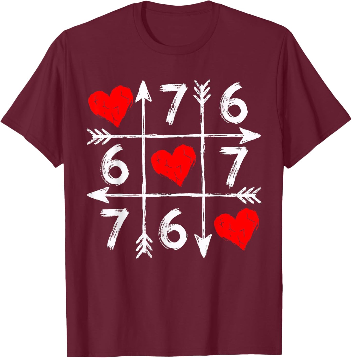 Valentine’s Day 67 Six Seven Meme Love 6 7 Heart Couple T-Shirt - T-Shirt | Maroon