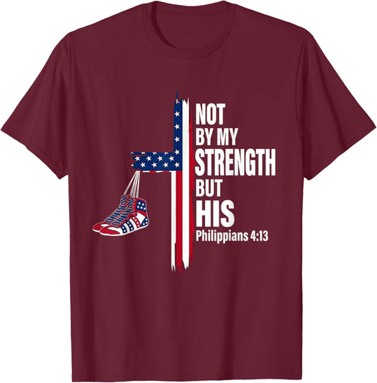 Christian Wrestler Wrestling Religious Patriotic USA Men T-Shirt - T-Shirt | Maroon