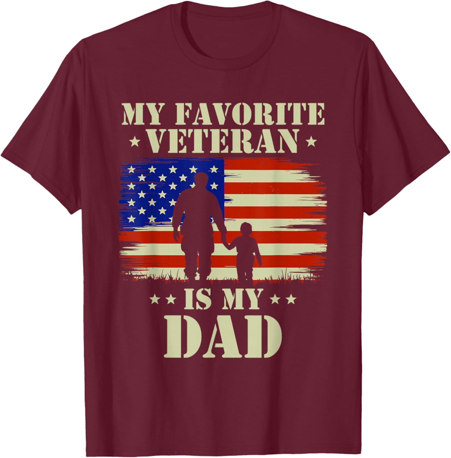 Father Veterans Day My Favorite Veteran is My Dad Proud Kids T-Shirt - T-Shirt | Maroon