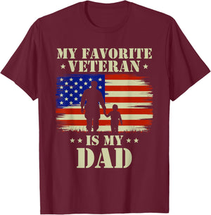 Father Veterans Day My Favorite Veteran is My Dad Proud Kids T-Shirt - T-Shirt | Maroon